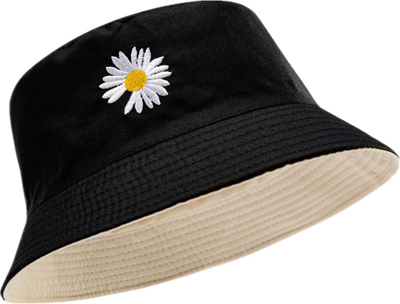 EYBF Flower Reversible Bucket Hat Cotton Summer Travel Beach Sun Hats Emboridery for Women Men - Image 4